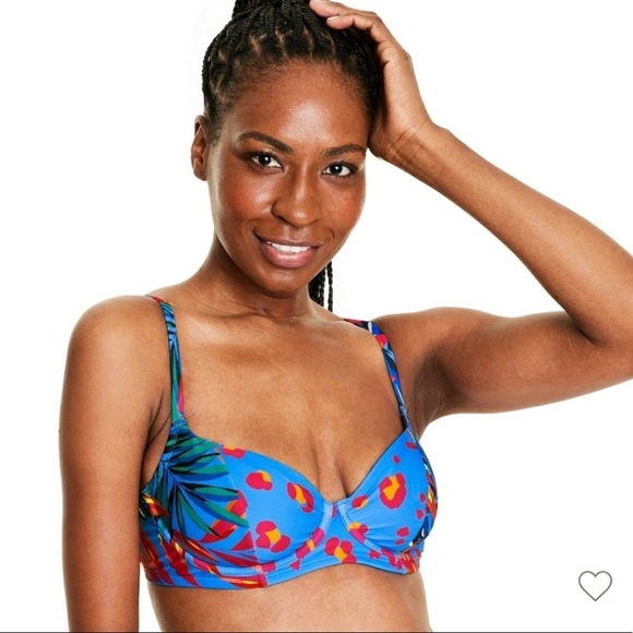 Tabitha Brown x Target Women's Tropical/Leopard Print Underwire Bikini Top - Picture 1 of 6